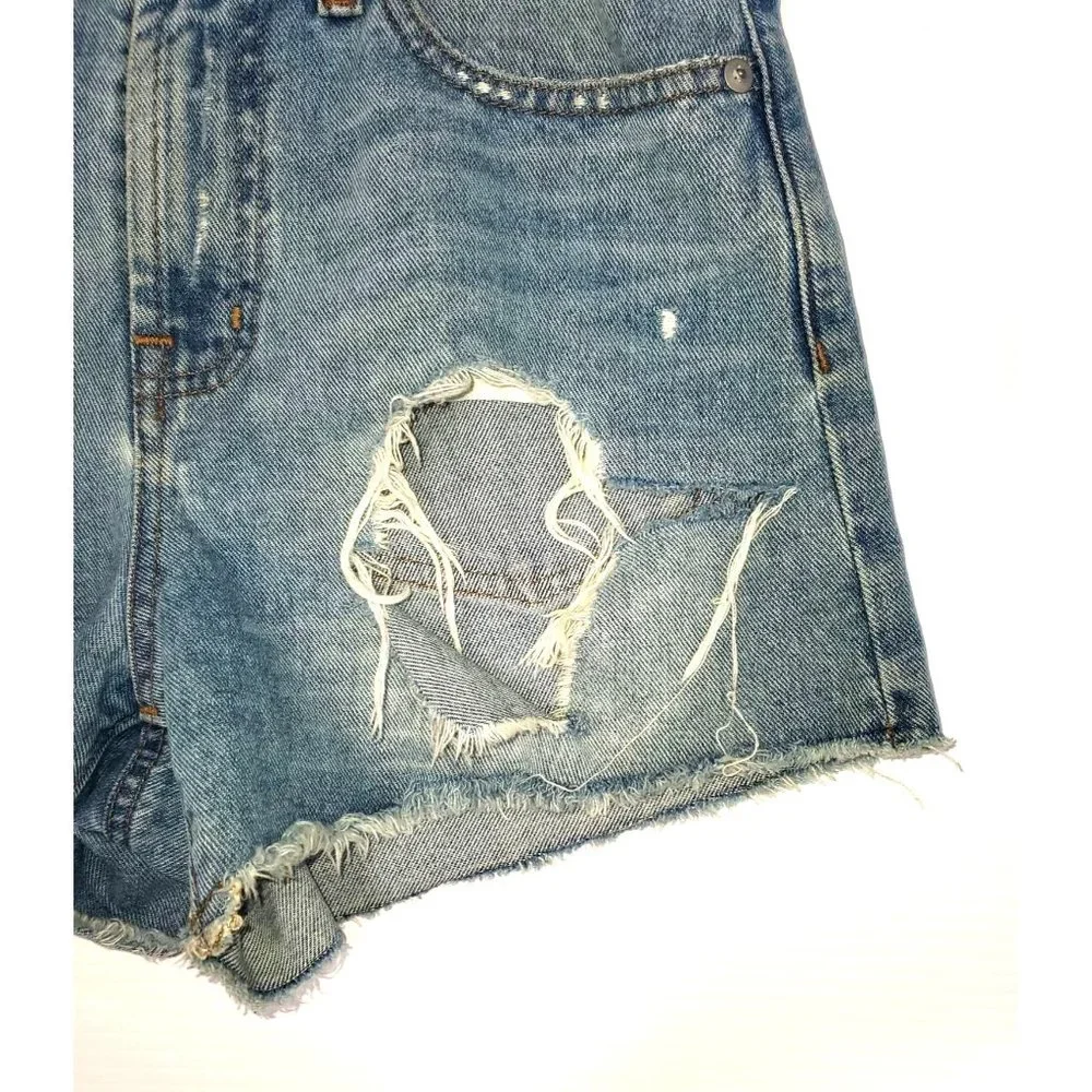 Madewell Women's The Perfect Jean High Rise Distressed Shorts Light Wash  Sz 2 - Picture 2 of 11